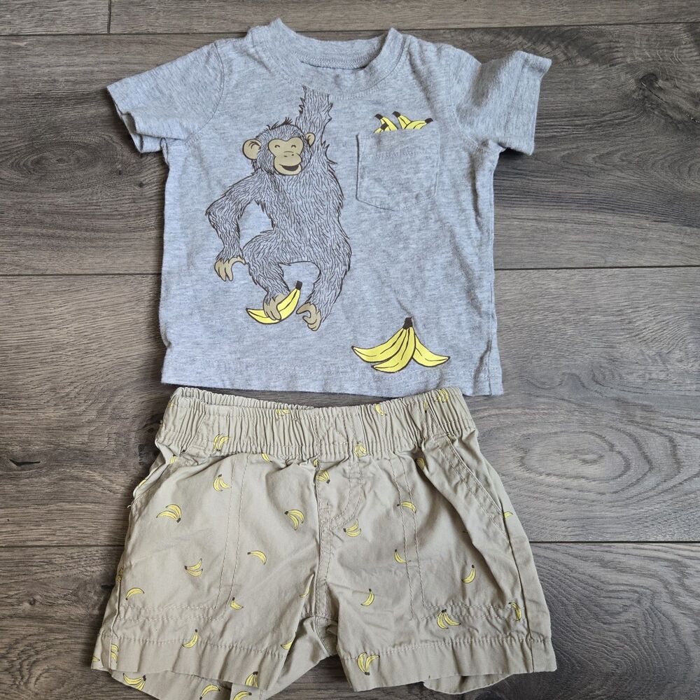 Carter’s 6 Month Baby Boy 6pc Summer Outfit Set Monkey Truck MVP Shirts Shorts - Picture 2 of 16